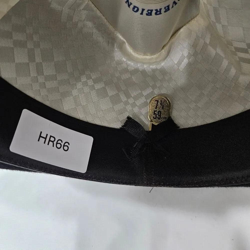 Stetson Sovereign Black Fur Felt Fedora Hat Braided Band Size 7 3/8 59cm